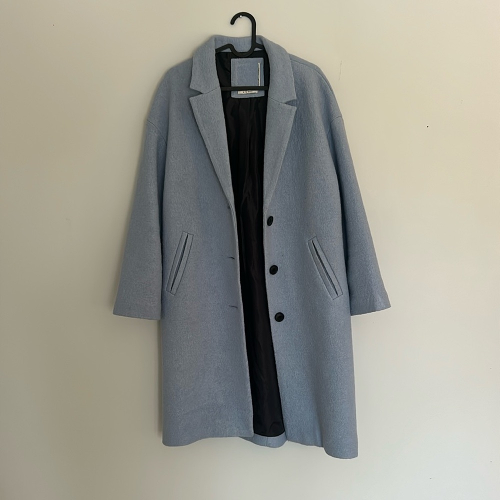 Blue wool long coat